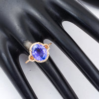 3.27 Ct Oval Mixed Cut Natural Tanzanite 14K Gold Ring