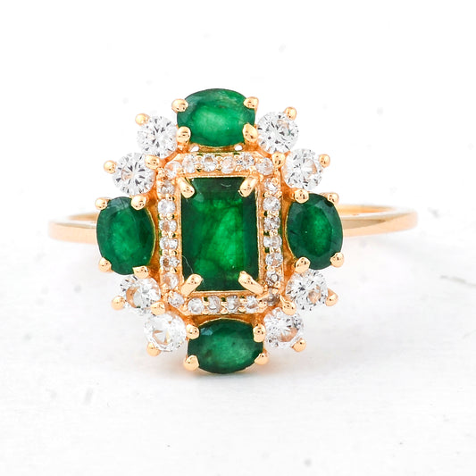 1.59 Ct Octagon Emerald 14K Gold Ring