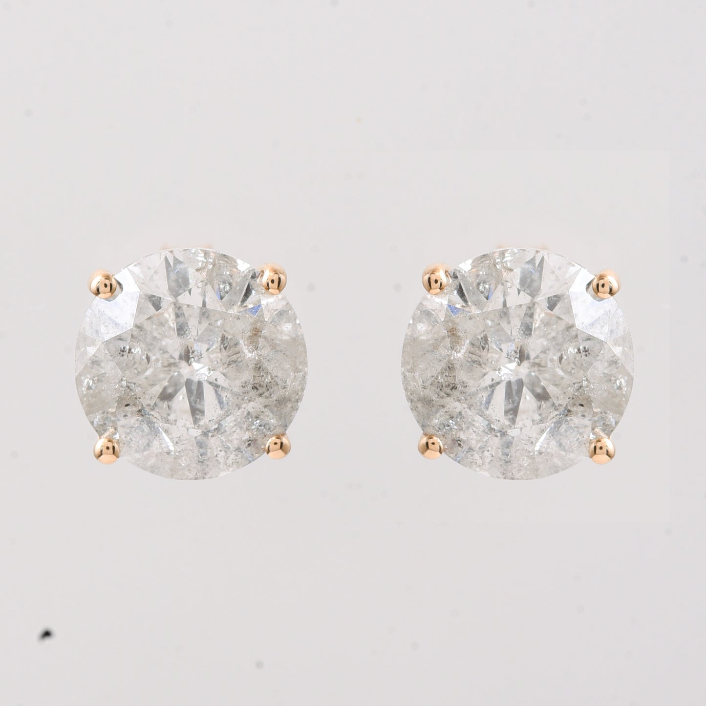 4.26 Ct Round Diamond 14K Gold Earrings