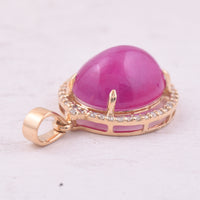 7.74 Ct Oval Cabochon Cut Natural Ruby 14K Gold Pendant