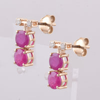 2.47 Ct Round Natural Ruby 14K Gold Earrings