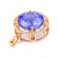 5.28 Ct Round Mixed Cut Natural Tanzanite 14K Gold Pendant