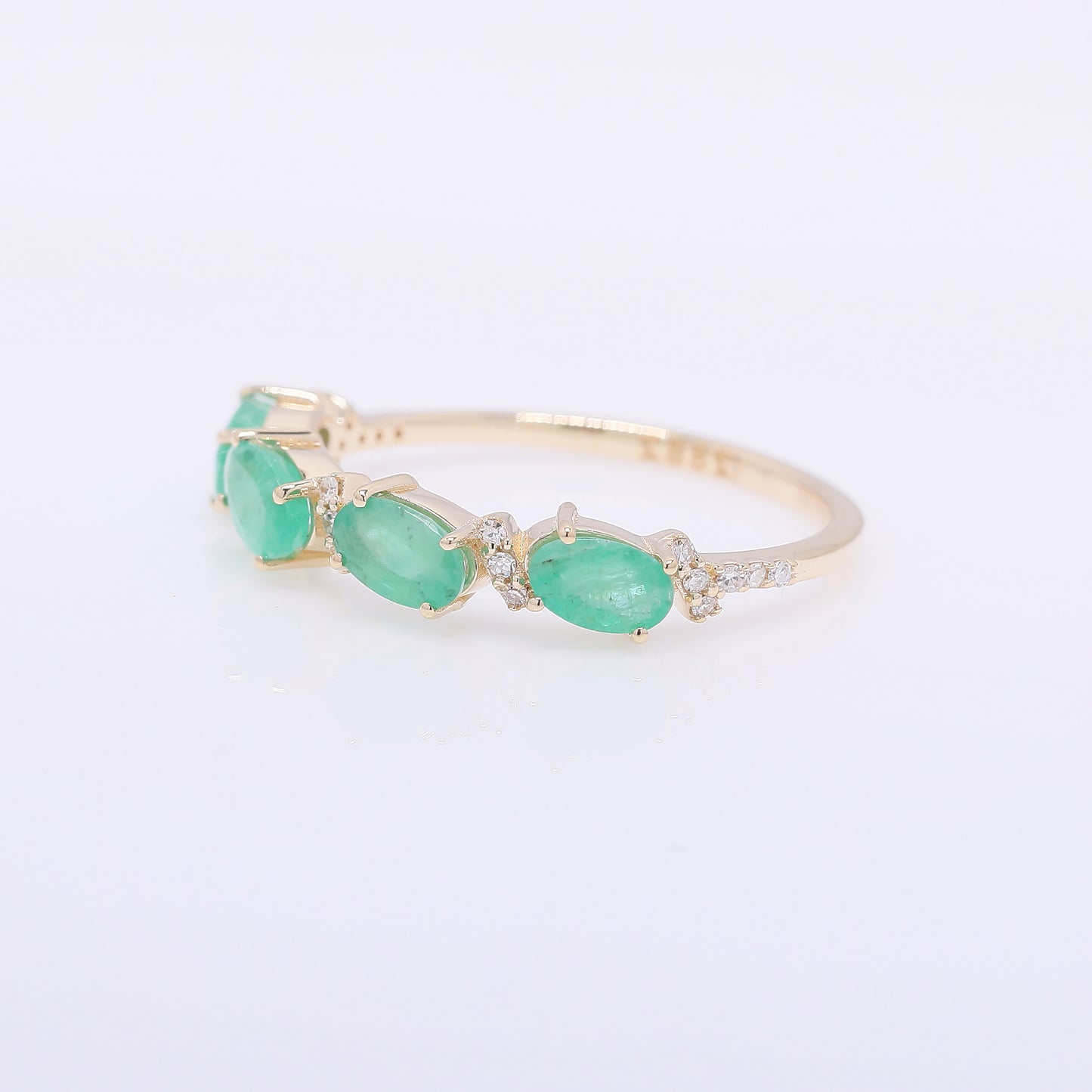 1.01 Ct Oval Mixed Cut Natural Emerald 14K Gold Ring