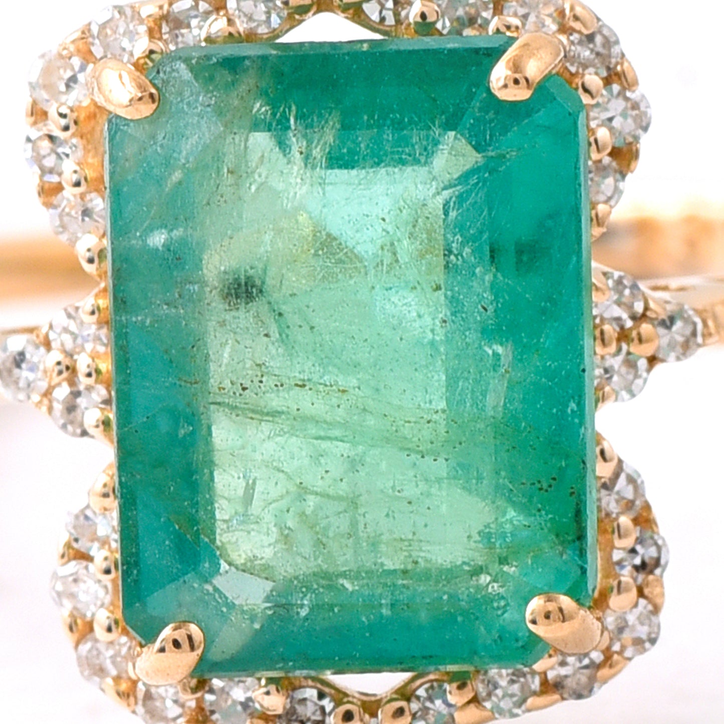 2.02 Ct Octagon Step Cut Natural Emerald 14K Gold Ring