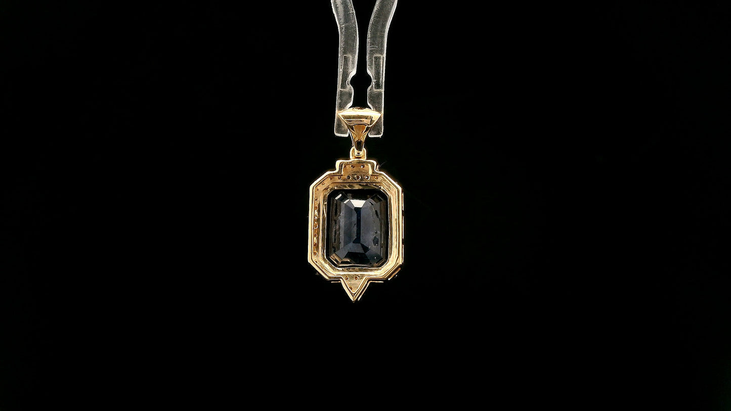 3.01 Ct Octagon Natural Sapphire 14K Gold Pendant