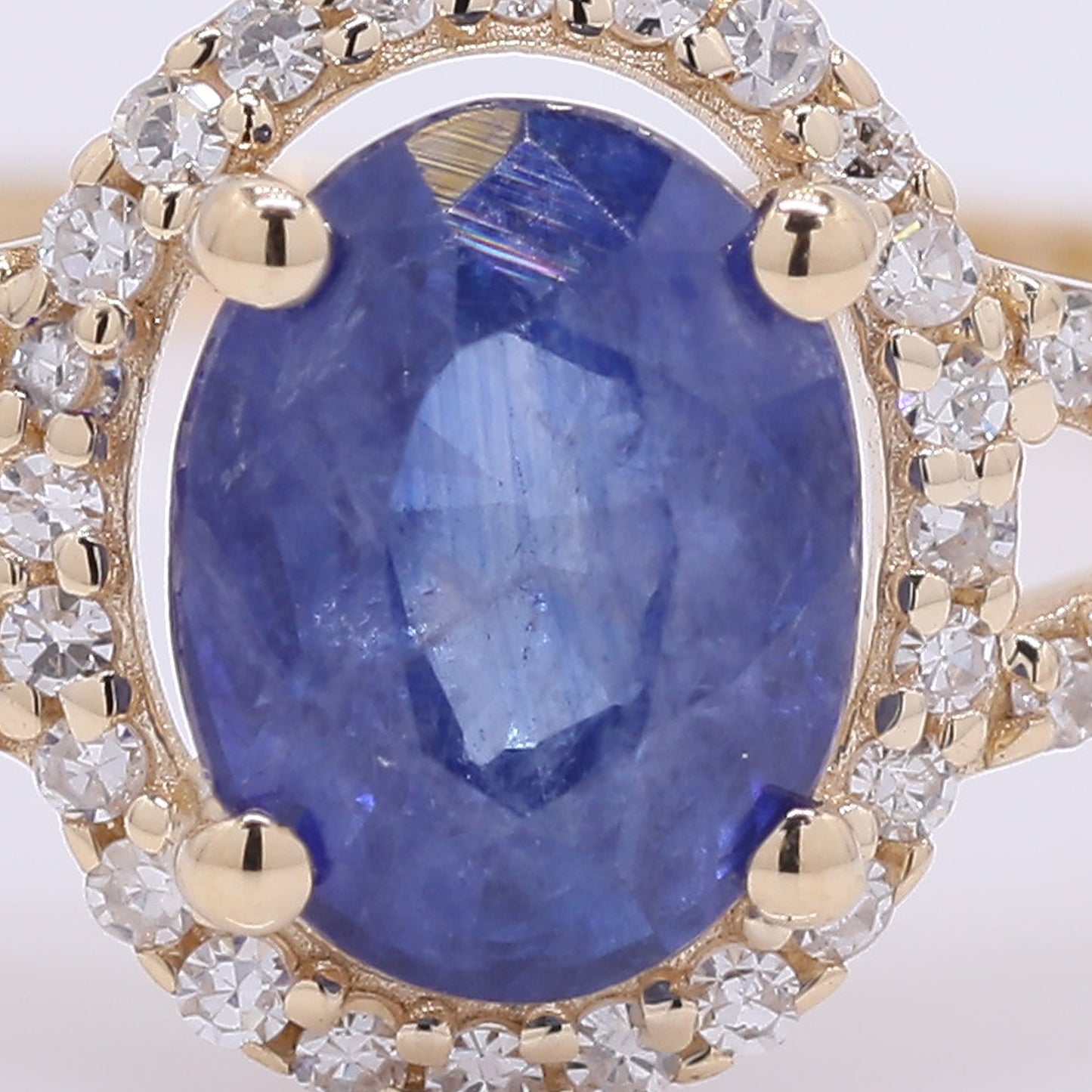 1.52 Ct Oval Mixed Cut Natural Sapphire 14K Gold Ring