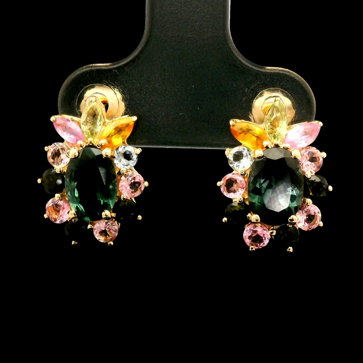 3.16 Ct Oval Tourmaline 14K Gold Earrings
