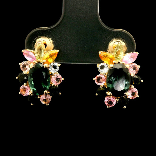 3.16 Ct Oval Tourmaline 14K Gold Earrings