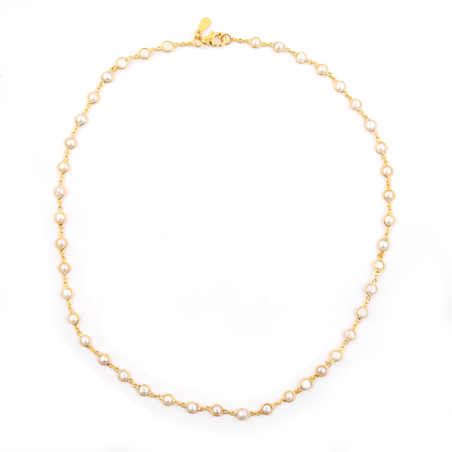 13.61 Ct Round Pearl 925 Silver Necklace