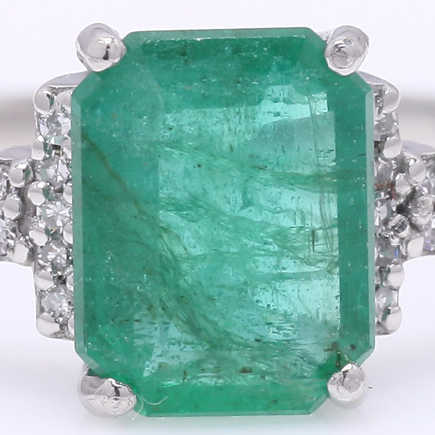 1.58 Ct Octagon Step Cut Natural Emerald 950 Platinum Ring