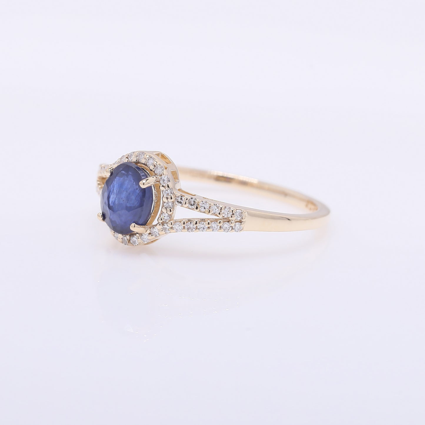 1.25 Ct Oval Mixed Cut Natural Sapphire 14K Gold Ring