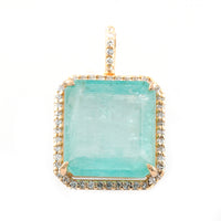 6.36 Ct Octagon Step Cut Natural Emerald 14K Gold Pendant
