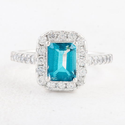 3.82 Ct Octagon Pariba Topaz 925 Sterling Silver Ring