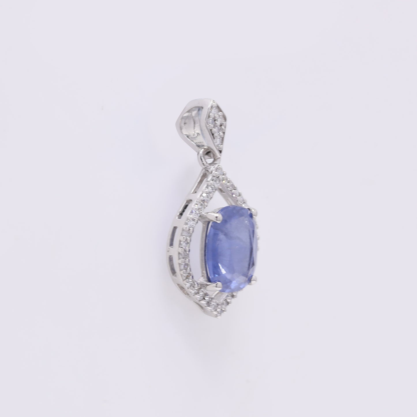 2.00 Ct Cushion Mixed Cut Natural Sapphire 950 Platinum Pendant