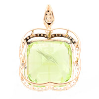 13.82 Ct Cushion Natural Eridot 14K Gold Pendant