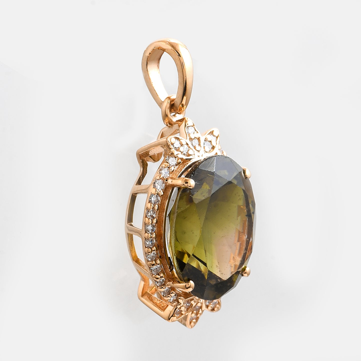 3.94 Ct Oval Mixed Cut Natural Tourmaline 14K Gold Pendant