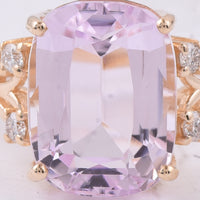 5.50 Ct Cushion Natural Kunzite 14K Gold Ring