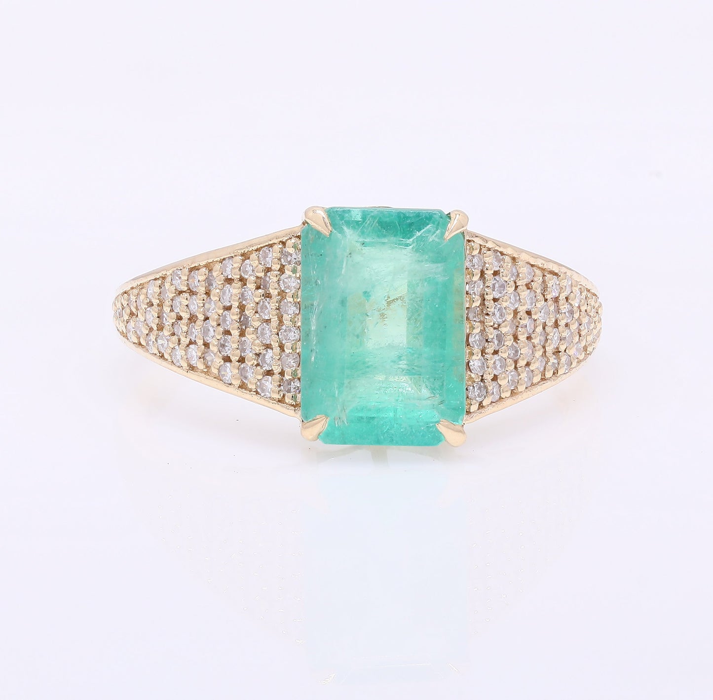 2.40 Ct Octagon Step Cut Natural Emerald 14K Gold Ring