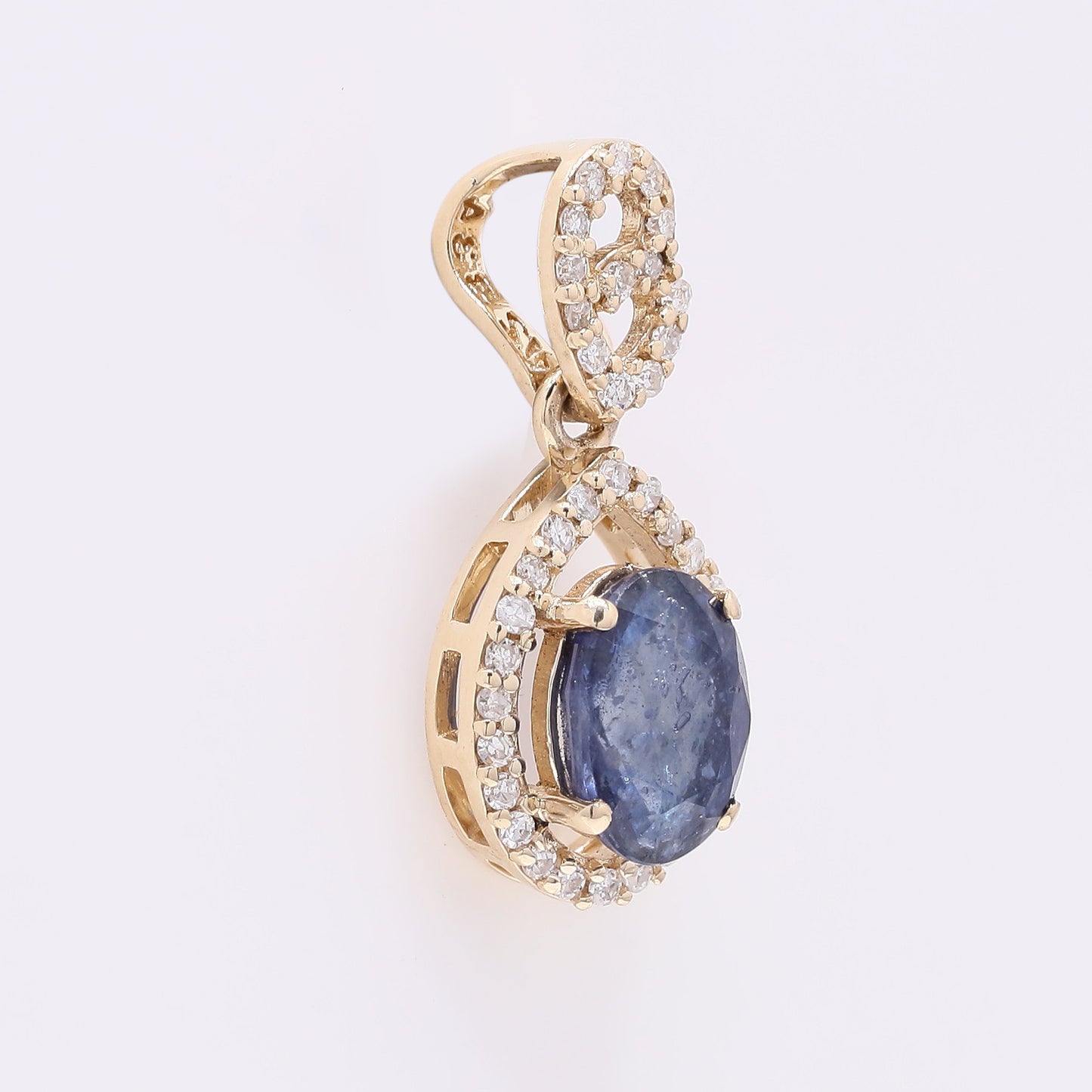 1.27 Ct Oval Mixed Cut Natural Sapphire 14K Gold Pendant