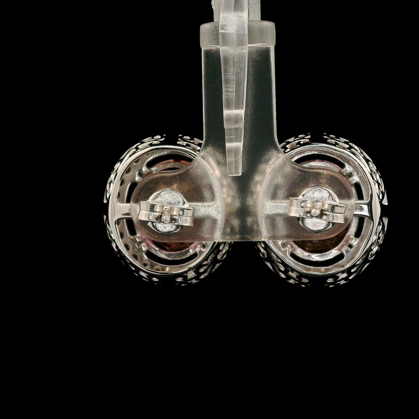 13.23 Ct Oval Pink Topaz, White Zircon 925 Sterling Silver Earrings
