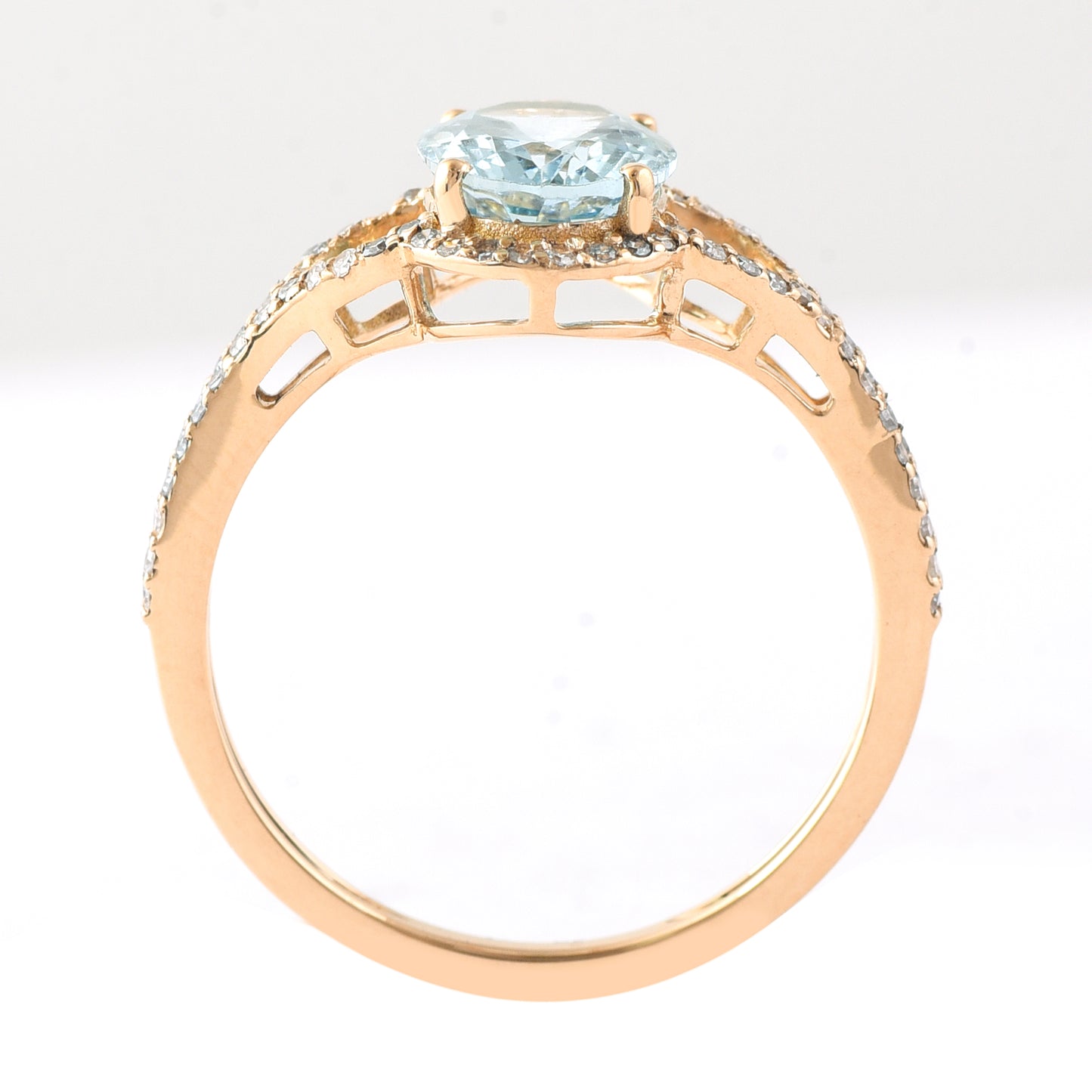 1.70 Ct Oval Mixed Cut Natural Aquamarine 14K Gold Ring