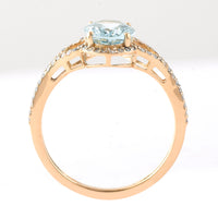 1.70 Ct Oval Mixed Cut Natural Aquamarine 14K Gold Ring