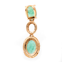 1.10 Ct Oval Mixed Cut Natural Emerald 14K Gold Pendant