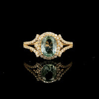 1.42 Ct Oval Mixed Cut Natural Sapphire 14K Gold Ring