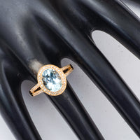 1.75 Ct Oval Mixed Cut Natural Aquamarine 14K Gold Ring