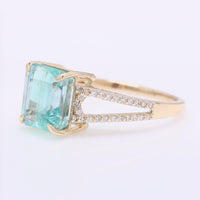 2.95 Ct Octagon Step Cut Natural Emerald 14K Gold Ring