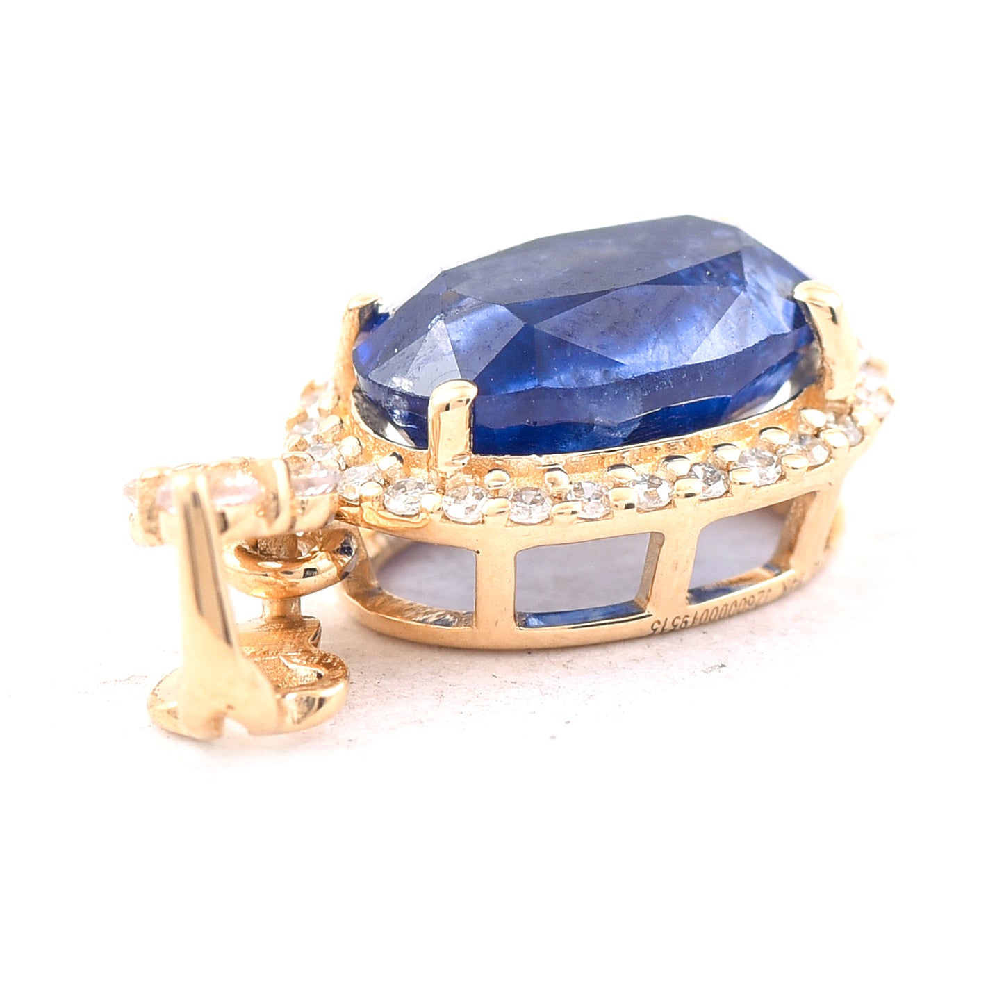 2.05 Ct Oval Mixed Cut Natural Sapphire 14K Gold Pendant