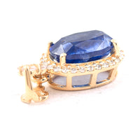 2.05 Ct Oval Mixed Cut Natural Sapphire 14K Gold Pendant