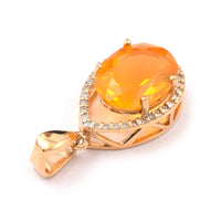 1.97 Ct Oval Mixed Cut Natural Fire Opal 14K Gold Pendant