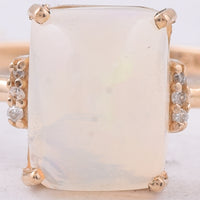 1.44 Ct Rectangle Cabochon Cut Natural Opal 14K Gold Ring