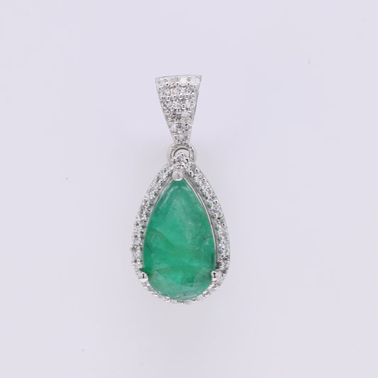 1.37 Ct Pear Mixed Cut Natural Emerald 950 Platinum Pendant