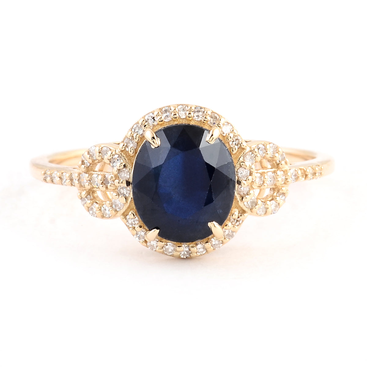 2.02 Ct Oval Mixed Cut Natural Corunum Sapphire 14K Gold Ring