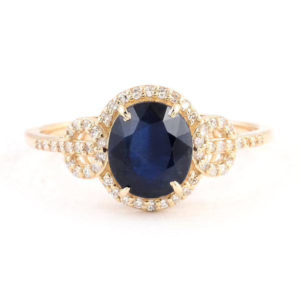 2.02 Ct Oval Mixed Cut Natural Corunum Sapphire 14K Gold Ring