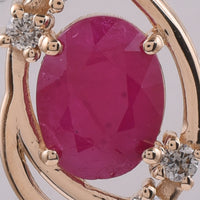 1.72 Ct Oval Natural Ruby 14K Gold Pendant