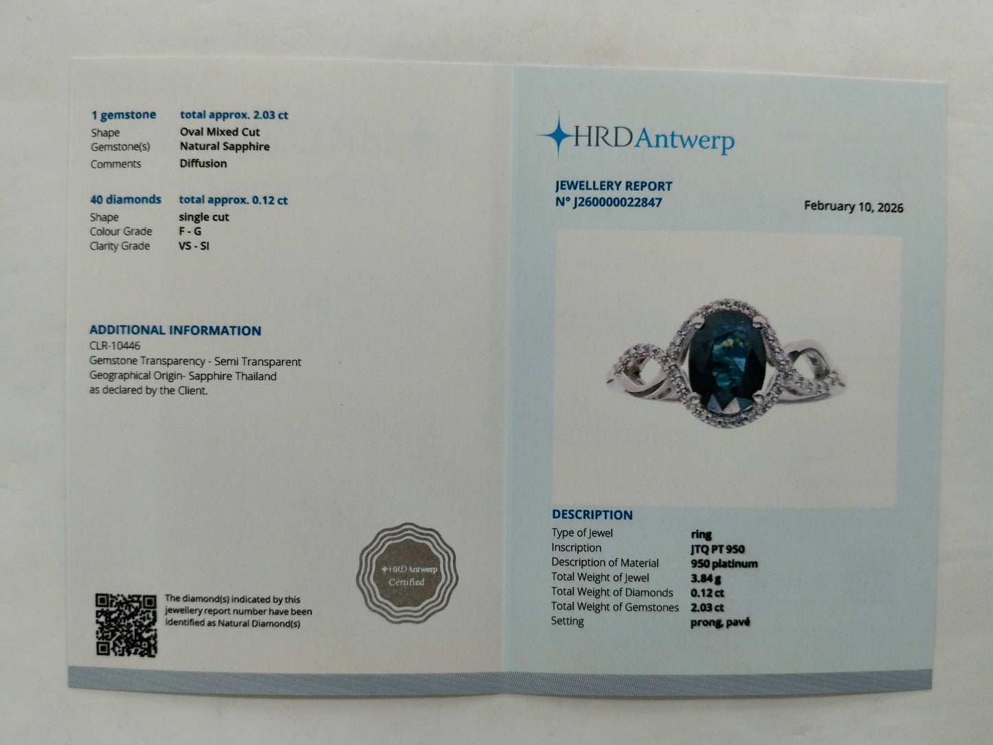 2.15 Ct Oval Mixed Cut Natural Sapphire 950 Platinum Ring
