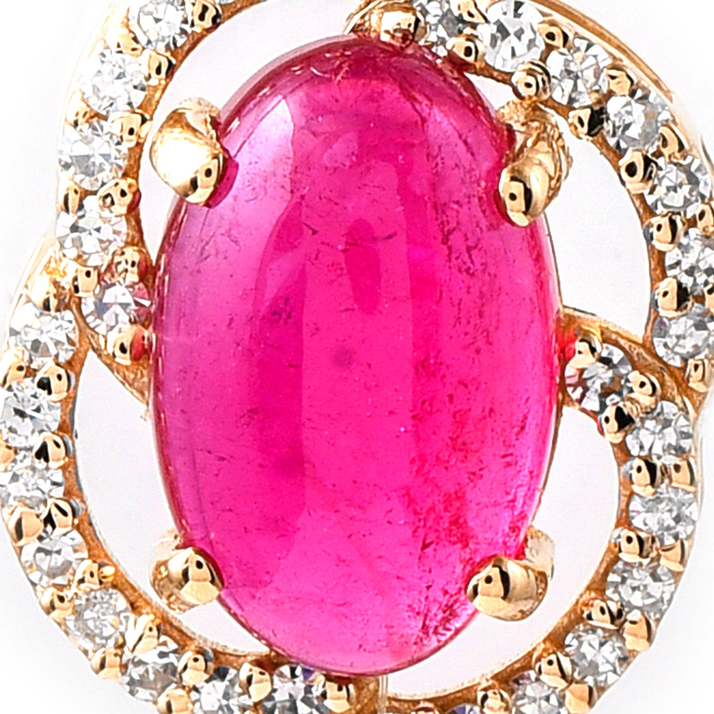 1.47 Ct Oval Cabochon Cut Natural Pink Tourmaline 14K Gold Pendant