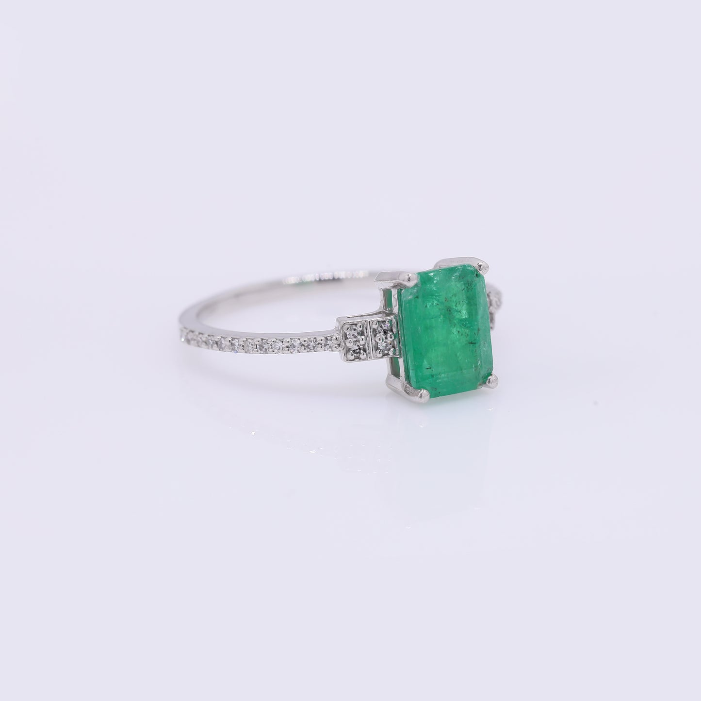 1.44 Ct Octagon Step Cut Natural Emerald 950 Platinum Ring