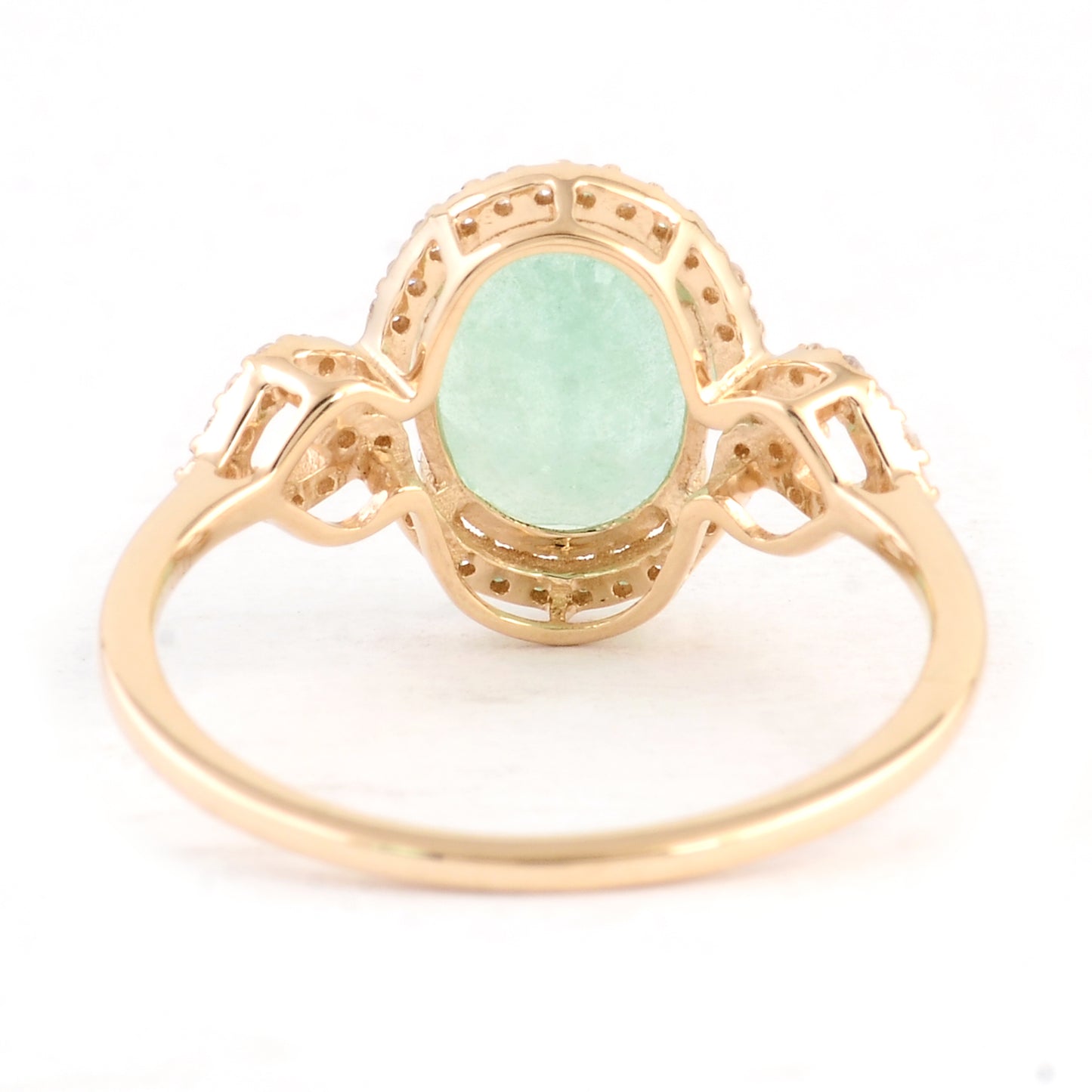 2.09 Ct Oval Mixed Cut Natural Beryl Emerald 14K Gold Ring