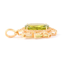5.62 Ct Cushion Mixed Cut Natural Green Sapphire 14K Gold Pendant
