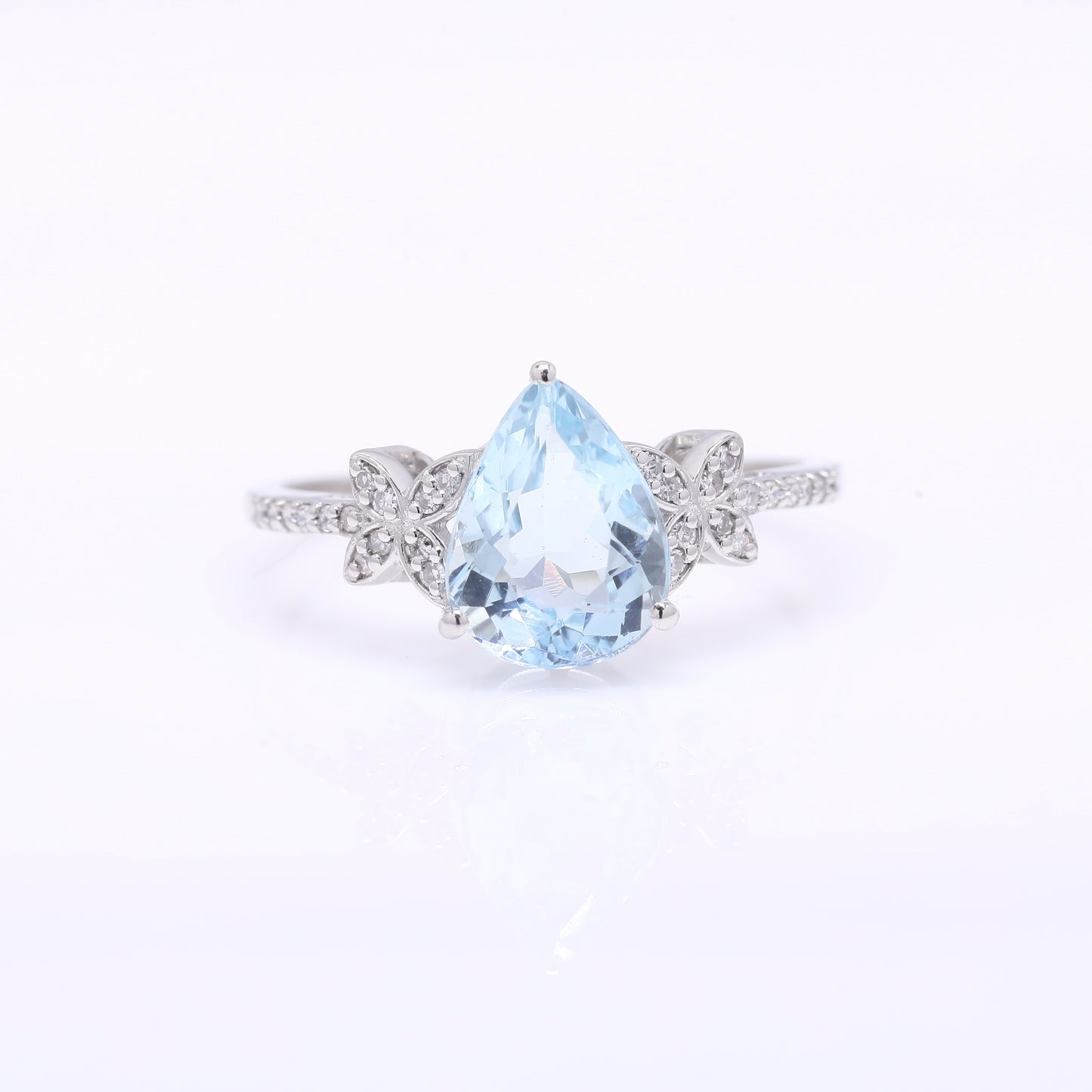 1.82 Ct Pear Mixed Cut Natural Aquamarine 950 Platinum Ring