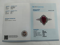 1.54 Ct Pear Mixed Cut Natural Ruby 950 Platinum Ring