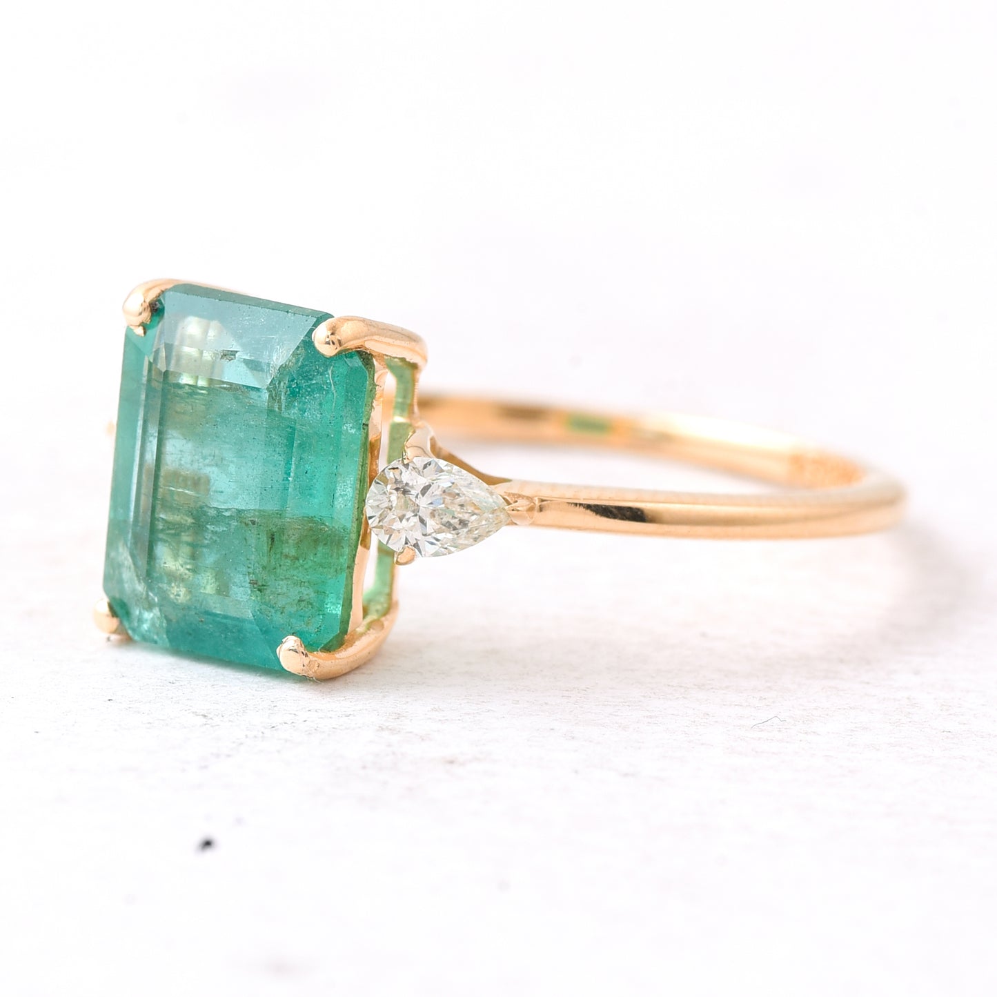 2.20 Ct Octagon Step Cut Natural Emerald 14K Gold Ring