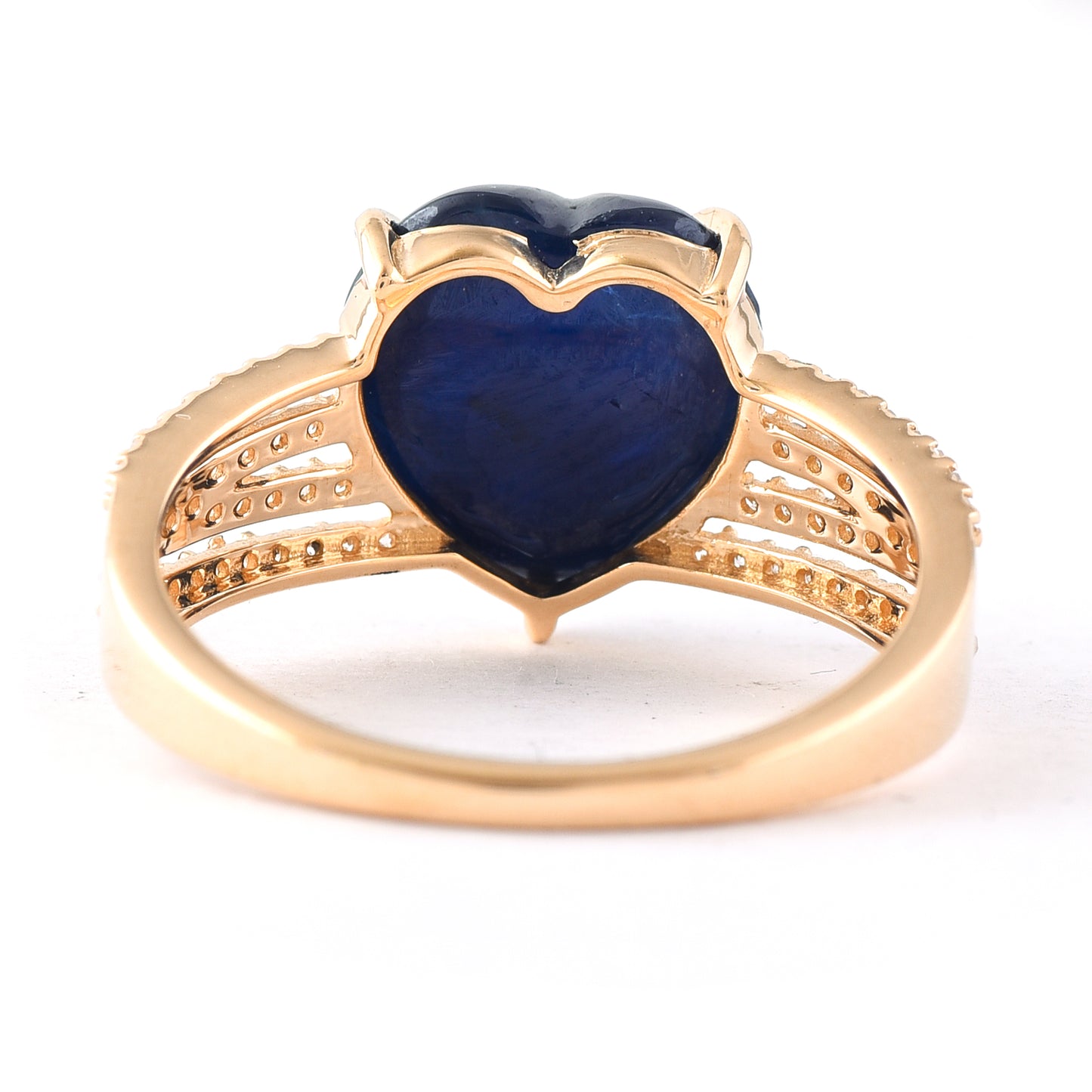 5.69 Ct Heart Cabochon Natural Sapphire 14K Gold Ring
