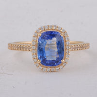 2.00 Ct Cushion Sapphire 9K Gold Ring