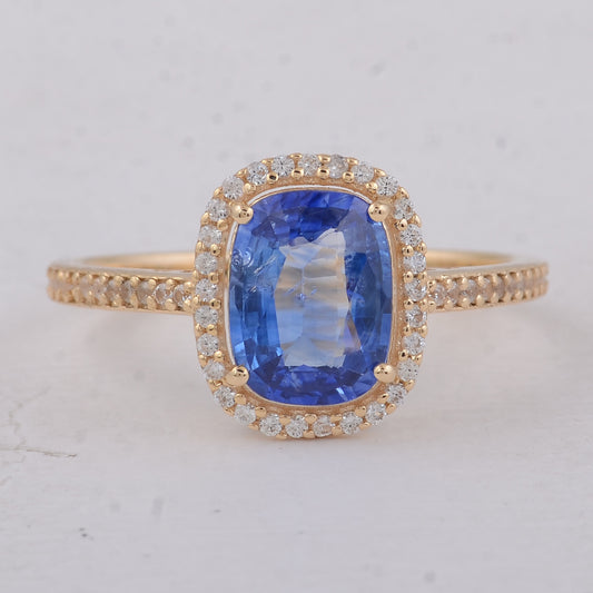 2.00 Ct Cushion Sapphire 9K Gold Ring