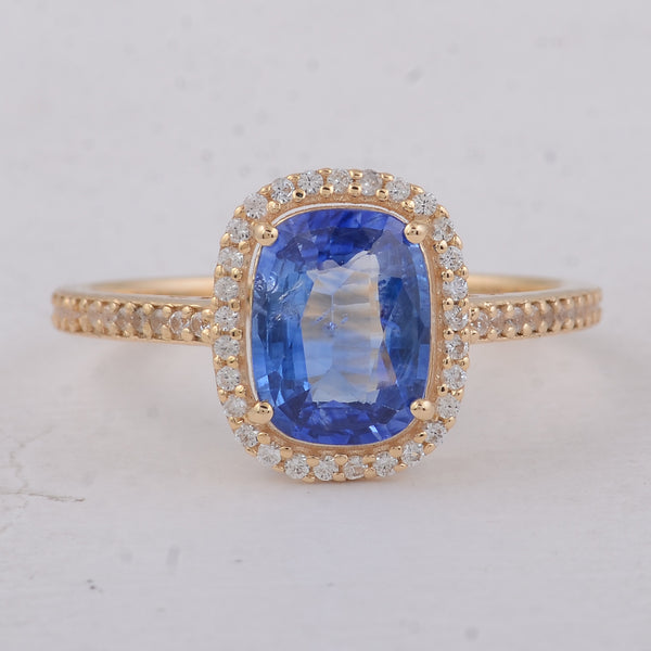 2.00 Ct Cushion Sapphire 9K Gold Ring